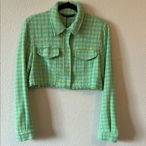 ZARA Houndstooth Cropped Jacket made of cotton and polyester. New with tags!